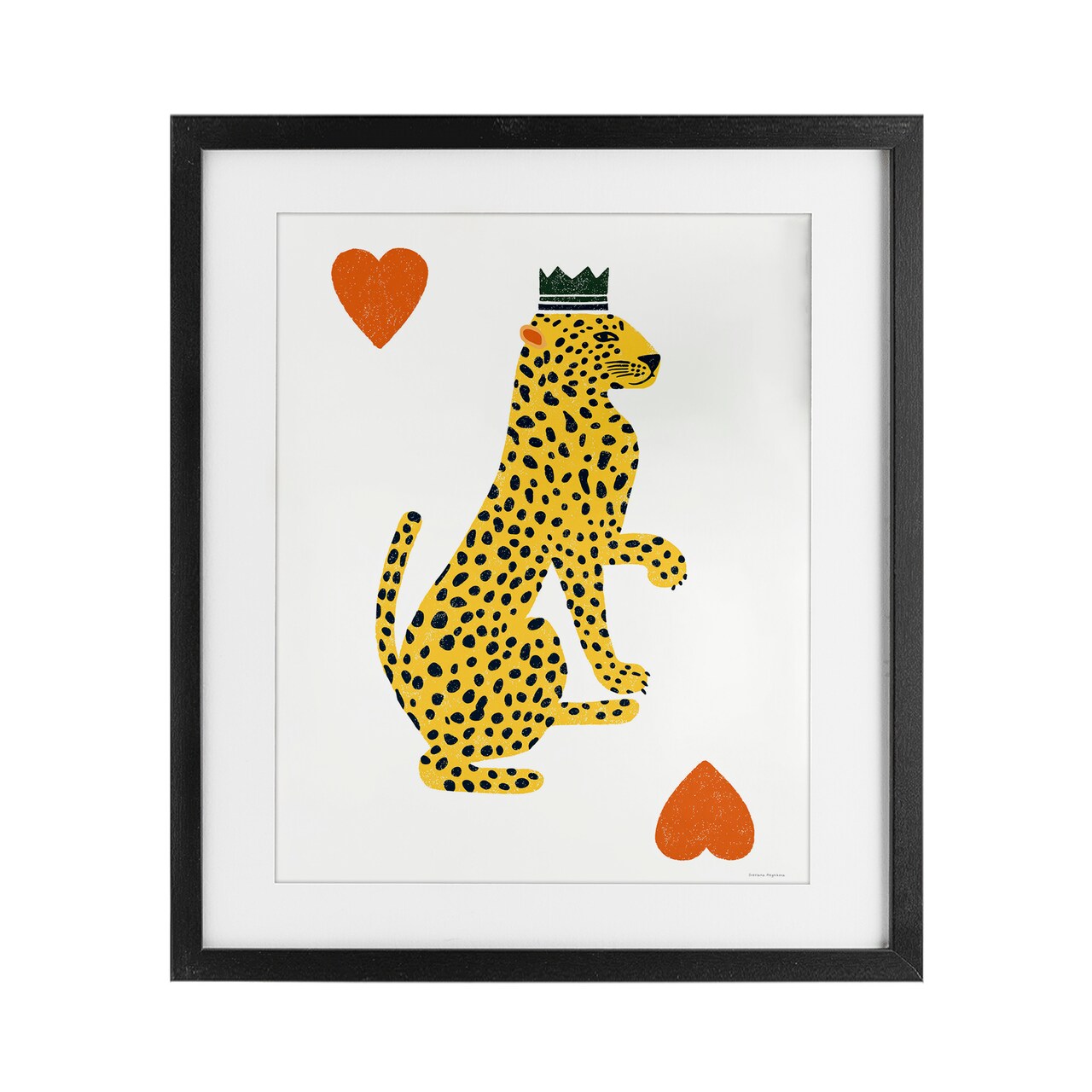 Stupell Industries Leopard & Hearts Card Framed Print Under Glass, design by Svetlana Aleynikova